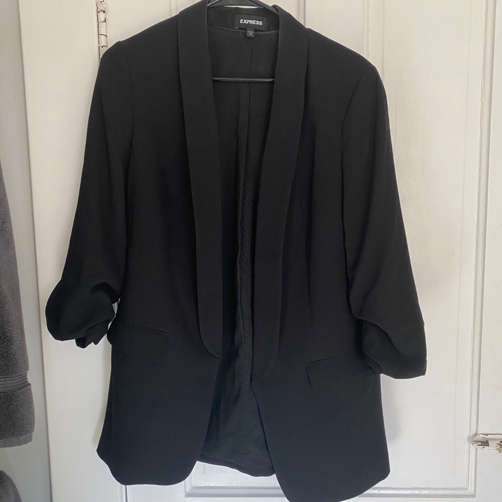 Express Ruch Sleeve Black Blazer